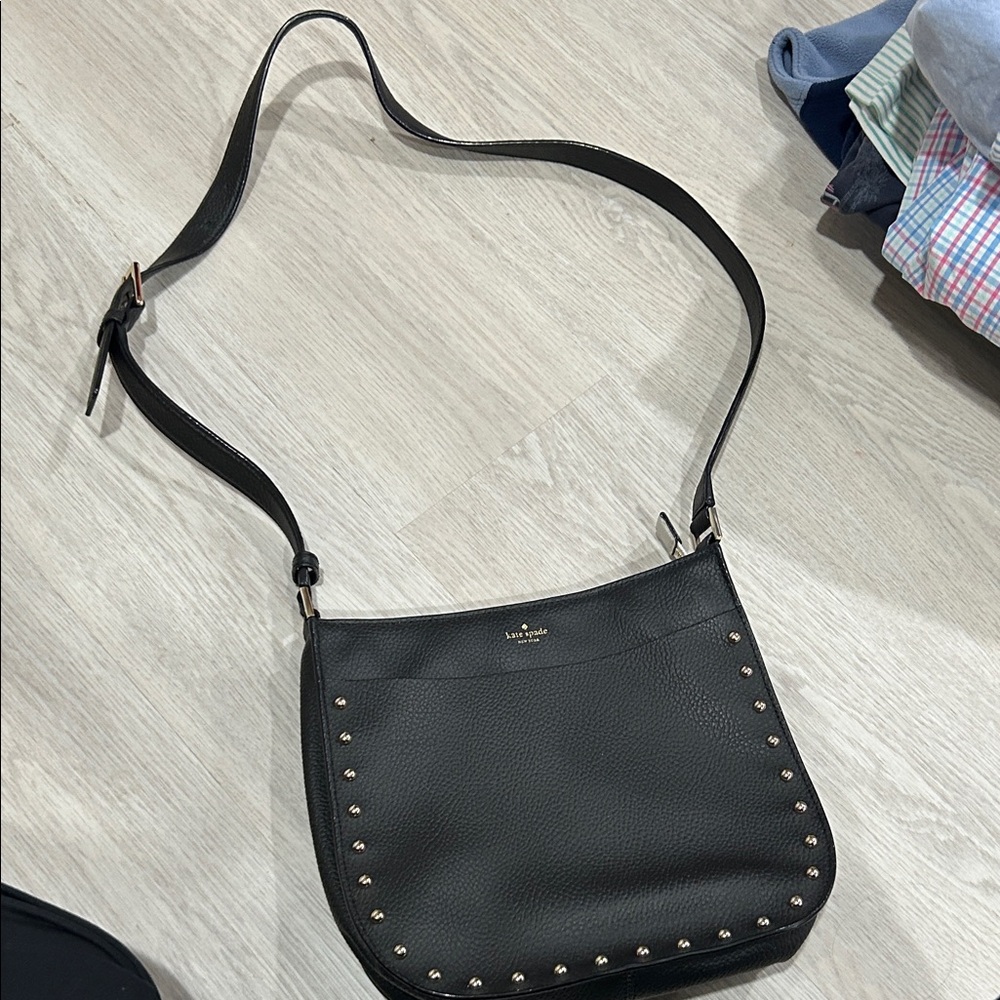 Kate Spade Black Crossbody Bag with Gold Studs